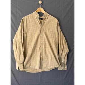 Nautica Men’s Classic Fit Plaid Button-Down Shirt - Tan/Beige - Size Medium